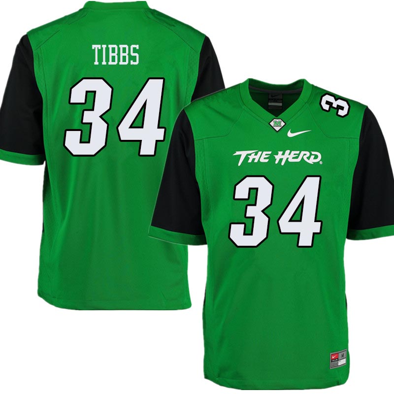 Men #34 Brennon Tibbs Marshall Thundering Herd College Football Jerseys Sale-Green